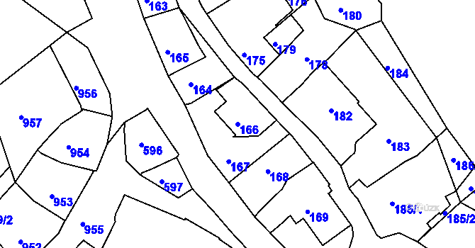 Parcela st. 166 v KÚ Štramberk, Katastrální mapa
