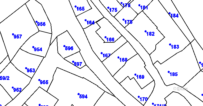 Parcela st. 167 v KÚ Štramberk, Katastrální mapa