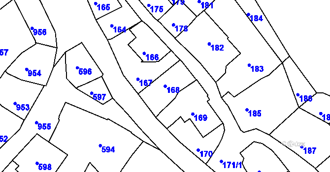 Parcela st. 168 v KÚ Štramberk, Katastrální mapa