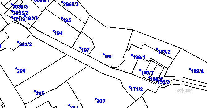 Parcela st. 196 v KÚ Štramberk, Katastrální mapa