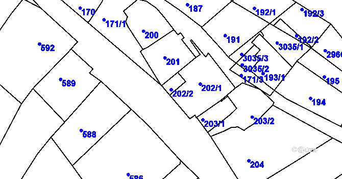 Parcela st. 202/2 v KÚ Štramberk, Katastrální mapa