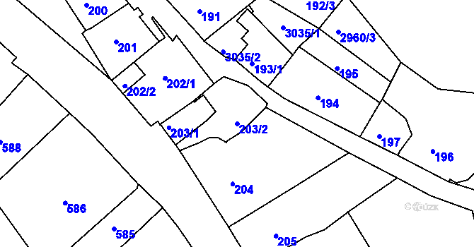 Parcela st. 203/2 v KÚ Štramberk, Katastrální mapa