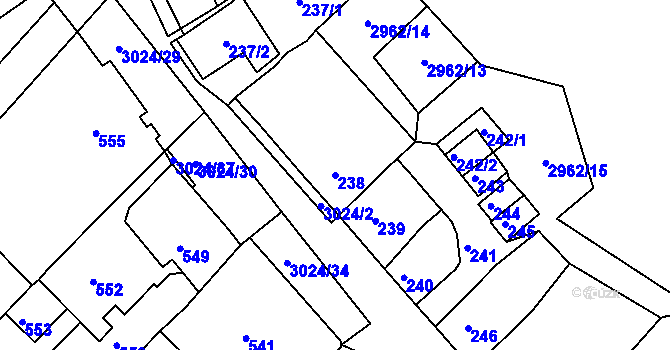 Parcela st. 238 v KÚ Štramberk, Katastrální mapa