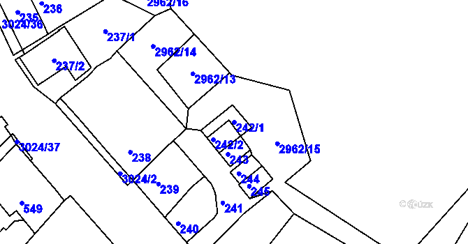 Parcela st. 242/1 v KÚ Štramberk, Katastrální mapa