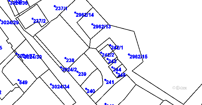 Parcela st. 242/2 v KÚ Štramberk, Katastrální mapa