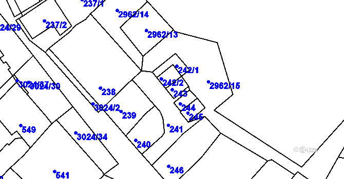 Parcela st. 243 v KÚ Štramberk, Katastrální mapa