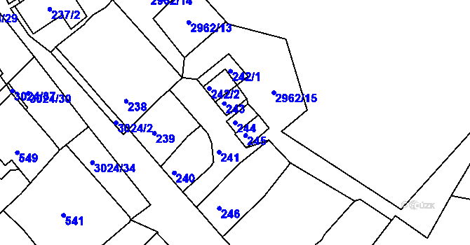 Parcela st. 244 v KÚ Štramberk, Katastrální mapa