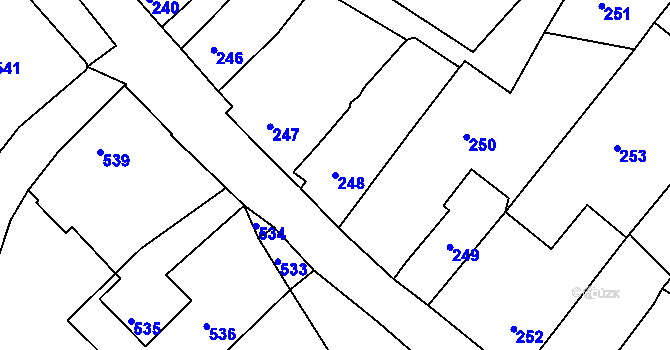 Parcela st. 248 v KÚ Štramberk, Katastrální mapa