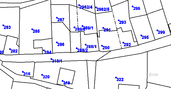 Parcela st. 288/1 v KÚ Štramberk, Katastrální mapa