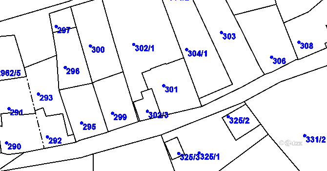 Parcela st. 301 v KÚ Štramberk, Katastrální mapa
