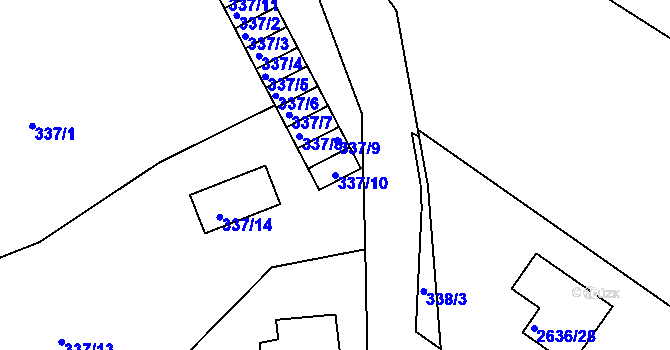 Parcela st. 337/10 v KÚ Štramberk, Katastrální mapa
