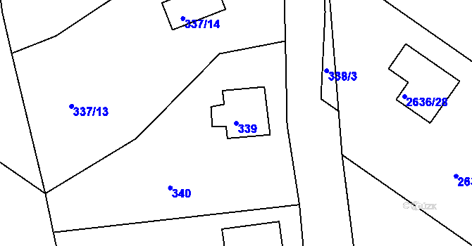 Parcela st. 339 v KÚ Štramberk, Katastrální mapa