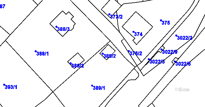Parcela st. 389/2 v KÚ Štramberk, Katastrální mapa