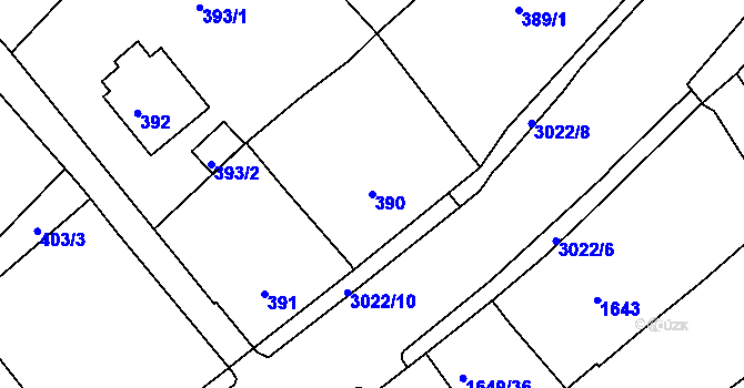 Parcela st. 390 v KÚ Štramberk, Katastrální mapa