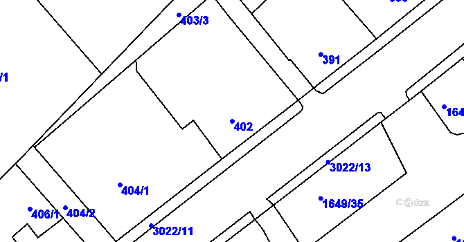 Parcela st. 402 v KÚ Štramberk, Katastrální mapa