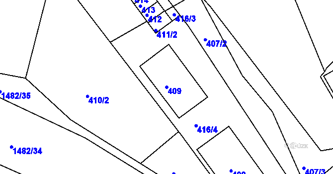 Parcela st. 409 v KÚ Štramberk, Katastrální mapa
