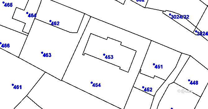 Parcela st. 453 v KÚ Štramberk, Katastrální mapa