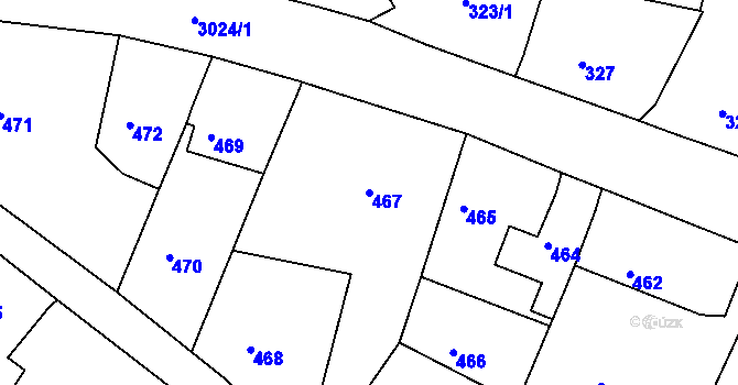 Parcela st. 467 v KÚ Štramberk, Katastrální mapa