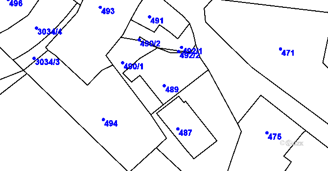 Parcela st. 489 v KÚ Štramberk, Katastrální mapa
