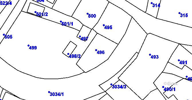 Parcela st. 496 v KÚ Štramberk, Katastrální mapa