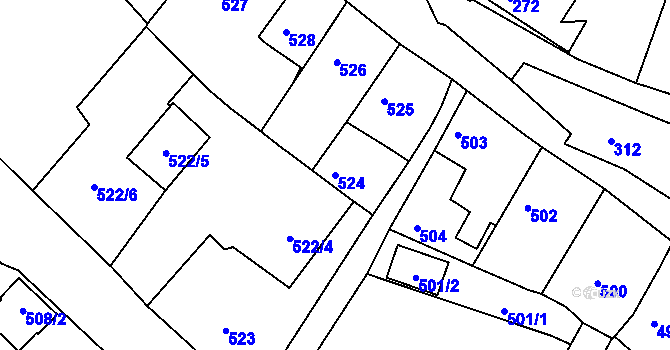Parcela st. 524 v KÚ Štramberk, Katastrální mapa