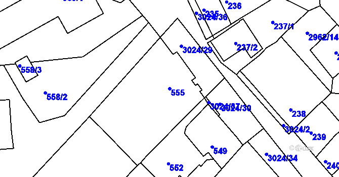 Parcela st. 555 v KÚ Štramberk, Katastrální mapa