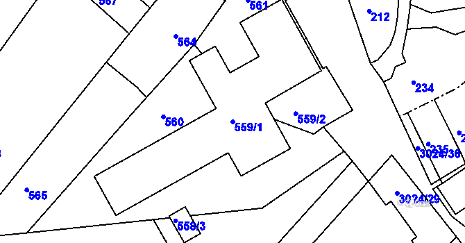 Parcela st. 559/1 v KÚ Štramberk, Katastrální mapa