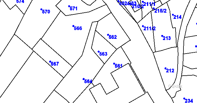 Parcela st. 563 v KÚ Štramberk, Katastrální mapa