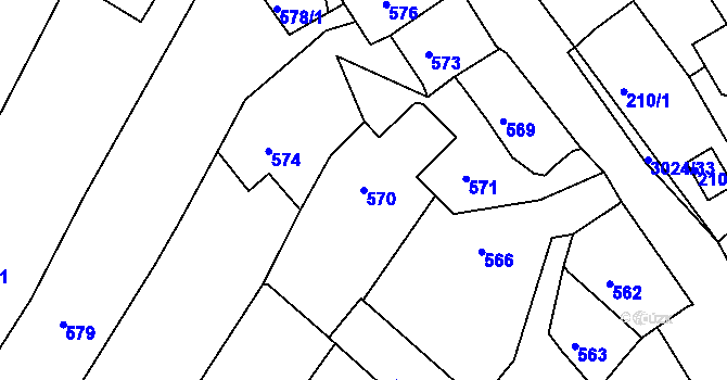 Parcela st. 570 v KÚ Štramberk, Katastrální mapa