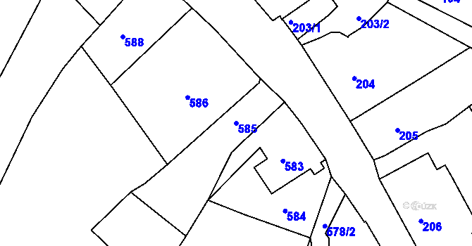 Parcela st. 585 v KÚ Štramberk, Katastrální mapa