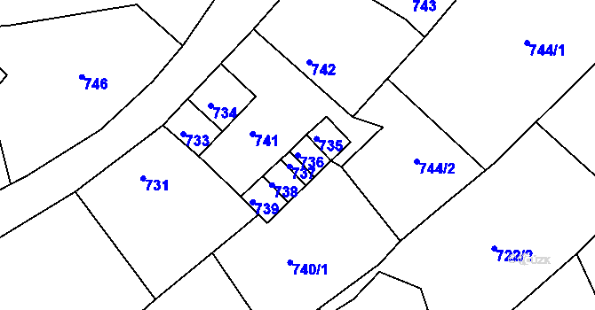 Parcela st. 736 v KÚ Štramberk, Katastrální mapa