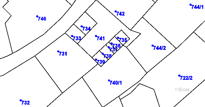 Parcela st. 738 v KÚ Štramberk, Katastrální mapa
