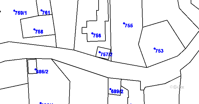 Parcela st. 757/2 v KÚ Štramberk, Katastrální mapa