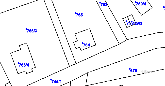 Parcela st. 764 v KÚ Štramberk, Katastrální mapa