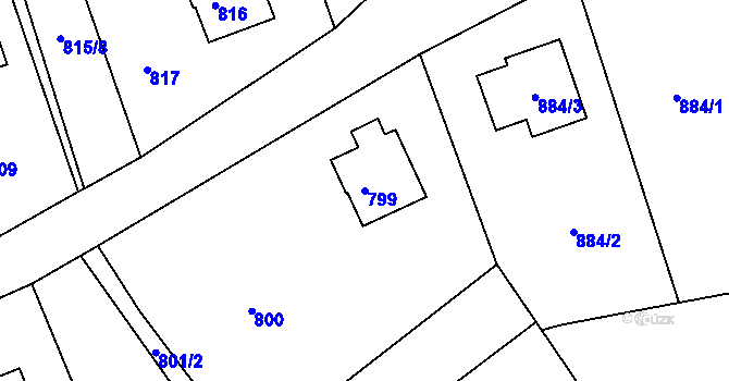 Parcela st. 799 v KÚ Štramberk, Katastrální mapa