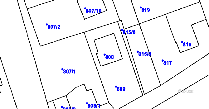 Parcela st. 808 v KÚ Štramberk, Katastrální mapa