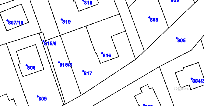 Parcela st. 816 v KÚ Štramberk, Katastrální mapa