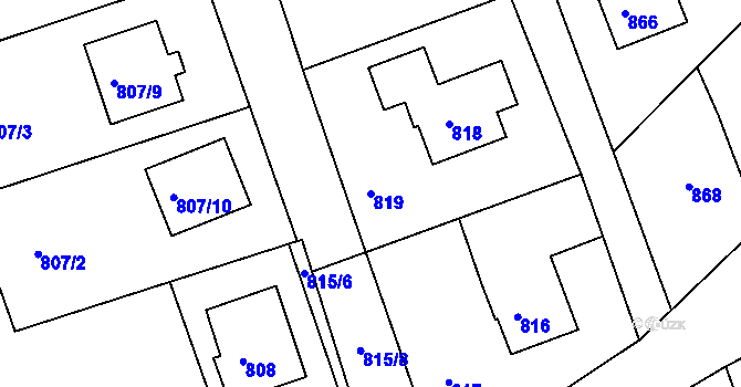 Parcela st. 819 v KÚ Štramberk, Katastrální mapa