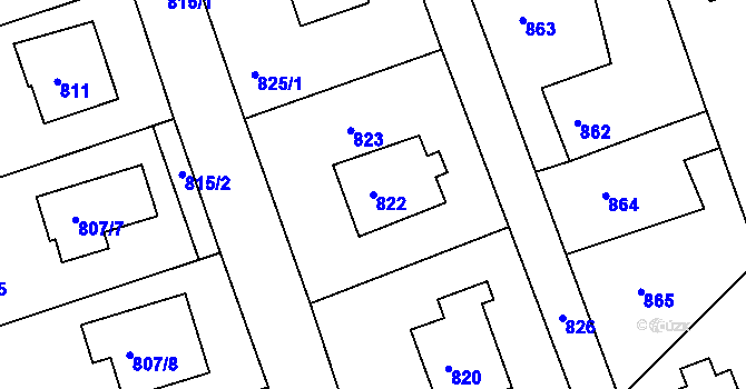 Parcela st. 822 v KÚ Štramberk, Katastrální mapa