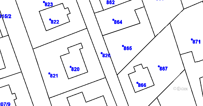 Parcela st. 826 v KÚ Štramberk, Katastrální mapa