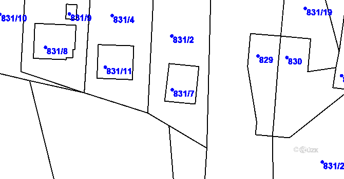 Parcela st. 831/7 v KÚ Štramberk, Katastrální mapa