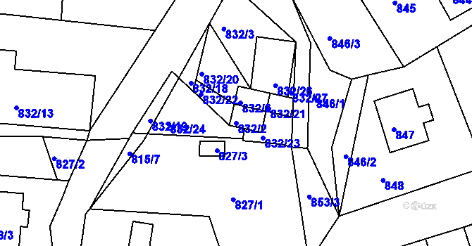 Parcela st. 832/2 v KÚ Štramberk, Katastrální mapa
