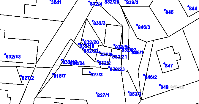 Parcela st. 832/6 v KÚ Štramberk, Katastrální mapa