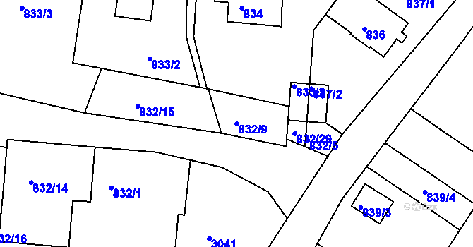 Parcela st. 832/9 v KÚ Štramberk, Katastrální mapa