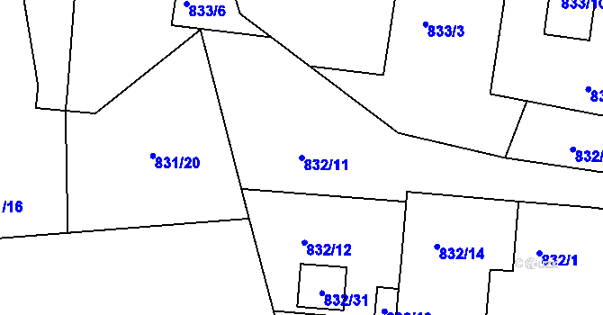 Parcela st. 832/11 v KÚ Štramberk, Katastrální mapa
