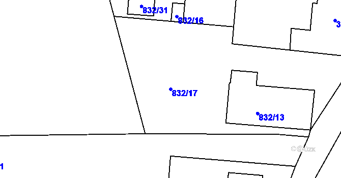 Parcela st. 832/17 v KÚ Štramberk, Katastrální mapa