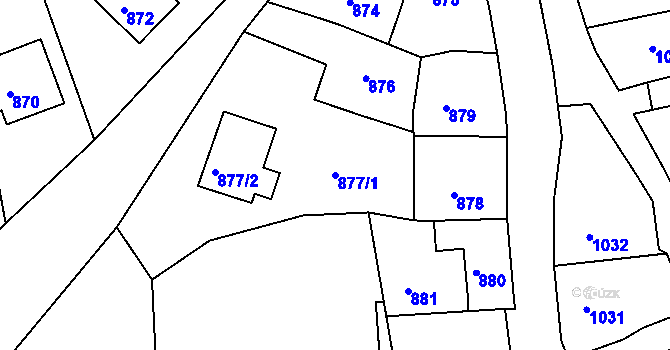 Parcela st. 877/1 v KÚ Štramberk, Katastrální mapa