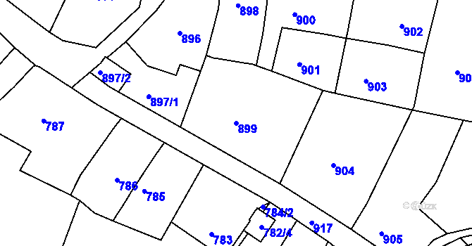 Parcela st. 899 v KÚ Štramberk, Katastrální mapa