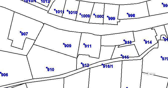 Parcela st. 911 v KÚ Štramberk, Katastrální mapa