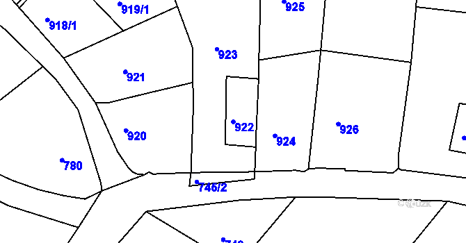 Parcela st. 922 v KÚ Štramberk, Katastrální mapa